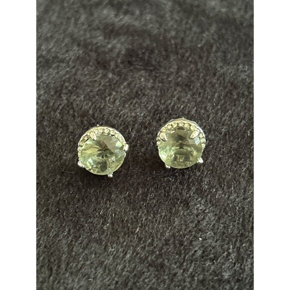 Silver Tone Green Crystal & Rhinestone Stud Earrings - Picture 1 of 5